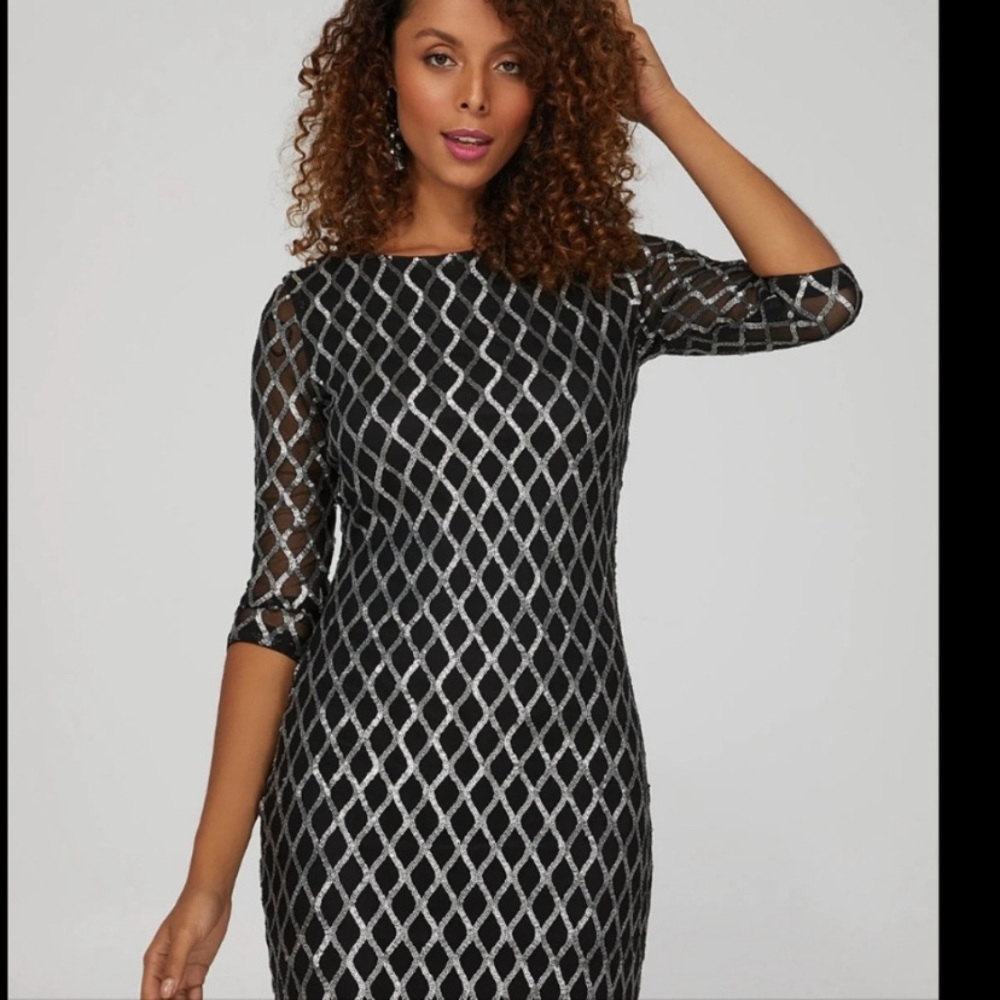 Chic Black and Silver Geometric Dress